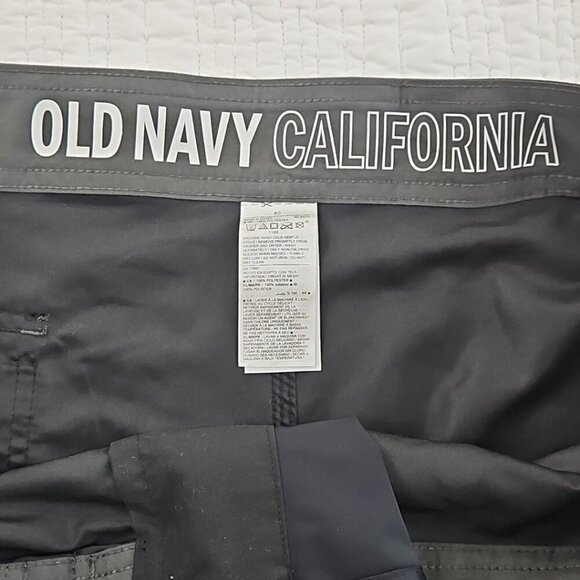 Old Navy California Board Shorts Men's 40 Ink Black Drawstring 10" Inseam NWT - Picture 12 of 15